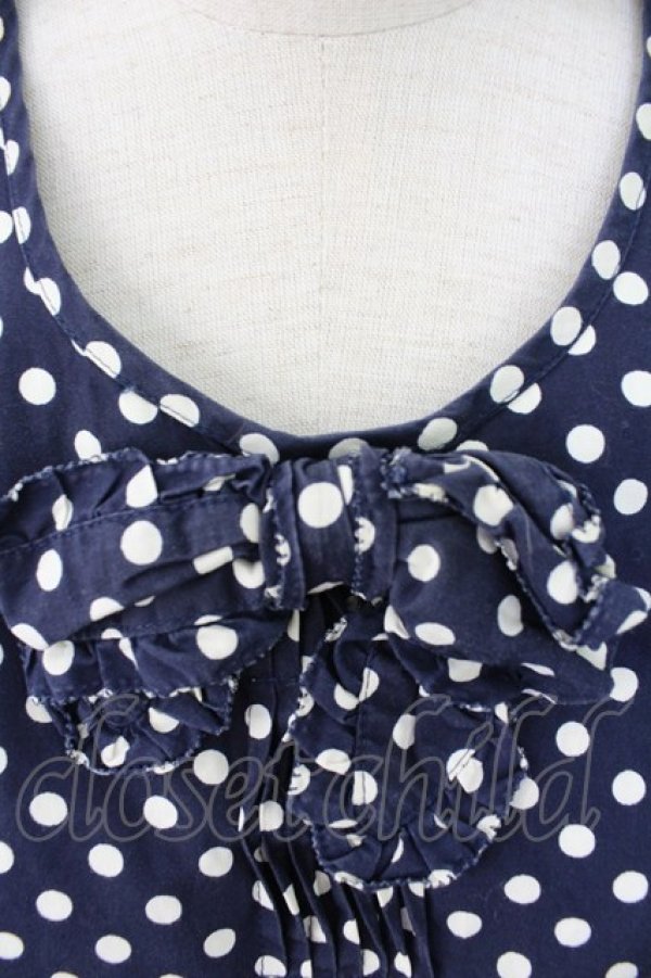 画像3: INGEBORG / 水玉半袖ブラウス  ネイビー×シロ T-25-12-07-017-LO-BL-OW-ZT473 (3)