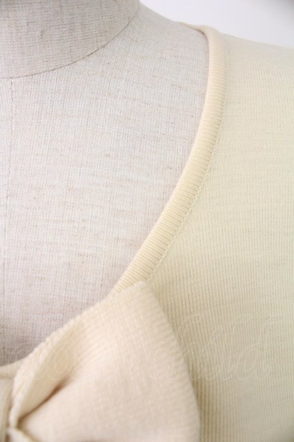 画像3: INGEBORG / リボン使いニットソー  アイボリー T-25-12-07-002-LO-TO-OW-ZT492 (3)