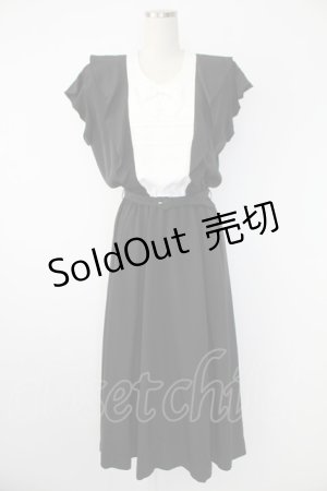 画像: INGEBORG / ヨーク切り替えフリルワンピース  クロ×シロ T-25-12-07-023-LO-OP-OW-ZT