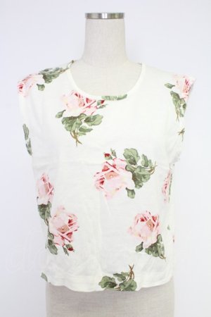 画像: INGEBORG / 花柄ノースリカットソー  アイボリー T-25-12-10-001-LO-TO-OW-ZT