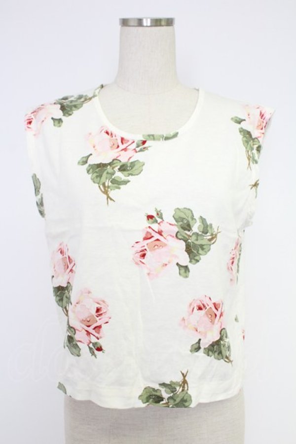 画像1: INGEBORG / 花柄ノースリカットソー  アイボリー T-25-12-10-001-LO-TO-OW-ZT (1)