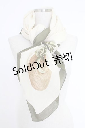 画像: KANEKO ISAO / 帽子柄スカーフ  アイボリー T-25-12-10-033-EL-ZA-OW-ZT