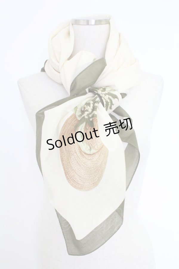 画像1: KANEKO ISAO / 帽子柄スカーフ  アイボリー T-25-12-10-033-EL-ZA-OW-ZT (1)