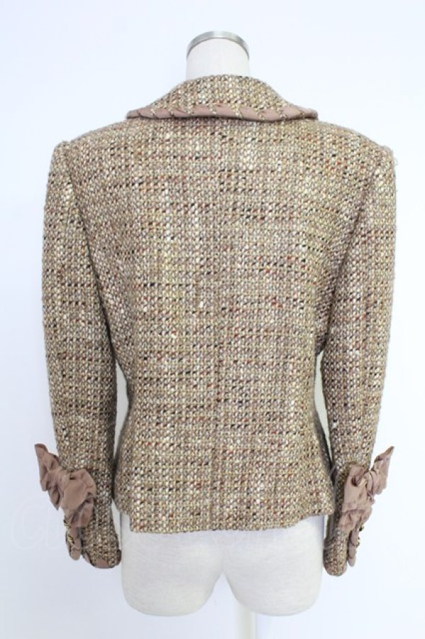 画像2: INGEBORG / リボン使いミックスツイードジャケット  ベージュ T-25-12-10-007-LO-JA-OW-ZT (2)