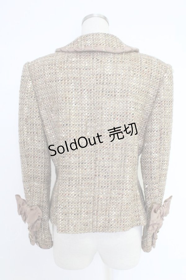 画像2: INGEBORG / リボン使いミックスツイードジャケット  ベージュ T-25-12-10-007-LO-JA-OW-ZT229 (2)