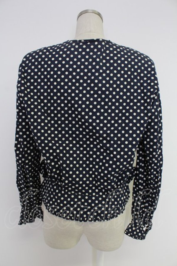 画像2: INGEBORG / 3つリボン水玉ブラウス  ネイビー×シロ T-25-12-10-009-LO-BL-OW-ZT (2)