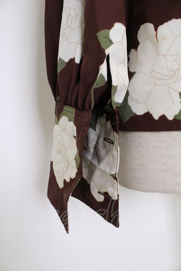 画像3: INGEBORG / 花柄ピンタックブラウス  ブラウン T-25-12-10-010-LO-BL-OW-ZT244 (3)