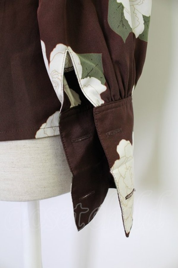 画像4: INGEBORG / 花柄ピンタックブラウス  ブラウン T-25-12-10-010-LO-BL-OW-ZT244 (4)