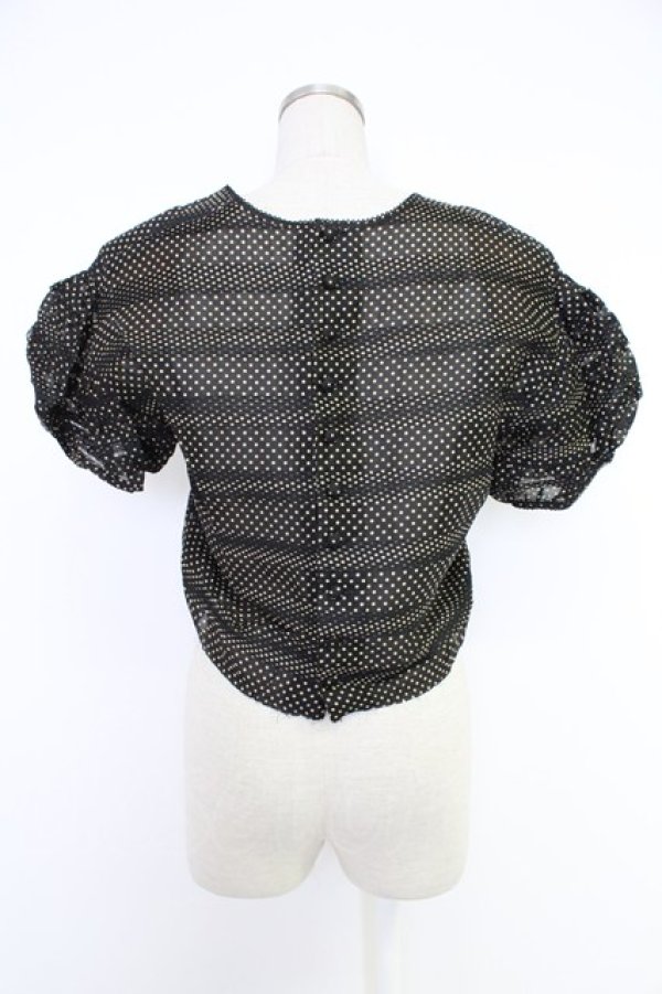 画像2: KANEKO ISAO / ピンタック使いドットブラウス【リメイク品】  クロ T-25-12-10-011-EL-BL-OW-ZT (2)