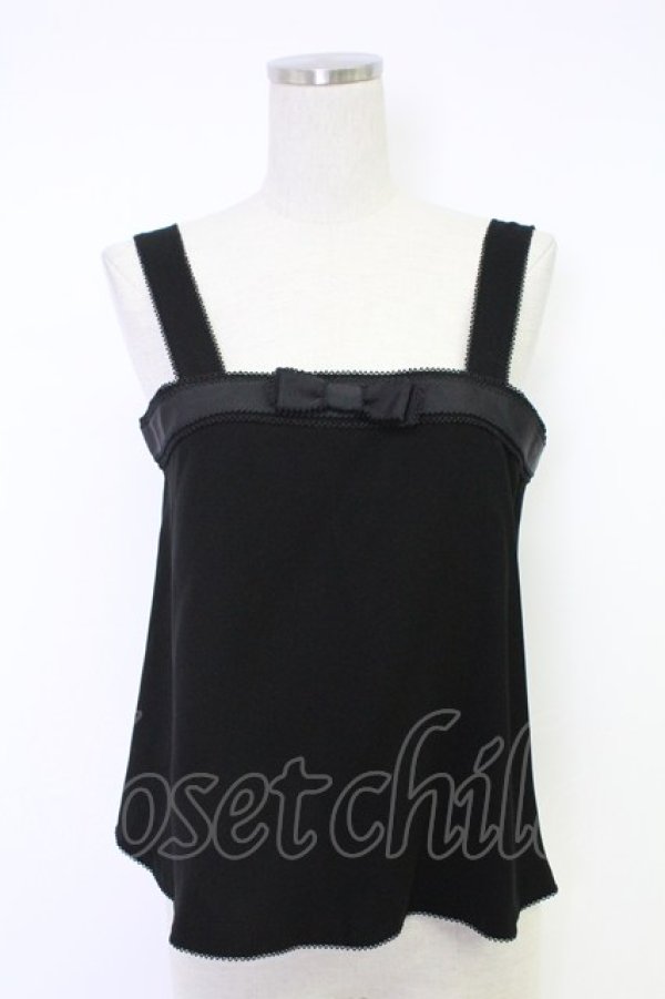 画像1: KANEKO ISAO / リボンテープ使いキャミトップス  クロ T-25-12-10-012-EL-TO-OW-ZT (1)