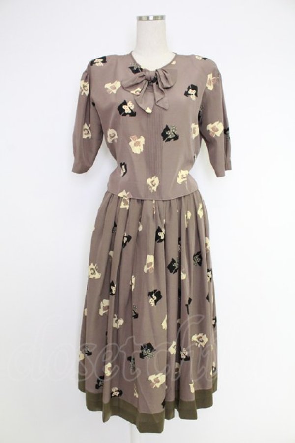 画像1: PINK HOUSE / テリア柄セットアップ【リメイク品】  ブラウン系 T-25-12-10-019-LO-OP-OW-ZT114 (1)