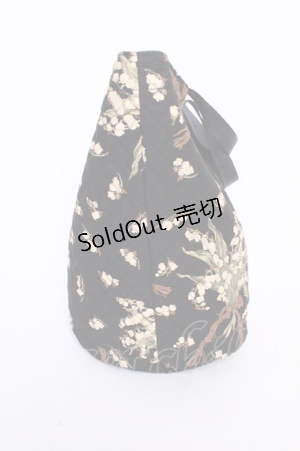 画像3: KANEKO ISAO / ポーチ付きすずらん柄キルティングバッグ  クロ×アイボリー T-25-12-10-030-EL-BG-OW-ZT-K012 (3)