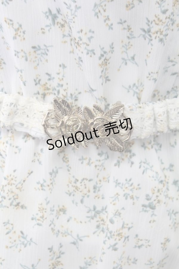 画像7: axes femme / ベルト付花柄ノースリブラウス M ホワイト T-25-12-11-002-AX-BL-SA-ZI (7)