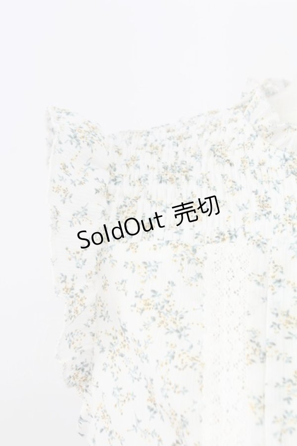 画像8: axes femme / ベルト付花柄ノースリブラウス M ホワイト T-25-12-11-002-AX-BL-SA-ZI (8)