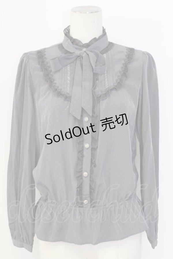 画像1: axes femme / ヨーク切替えフリルブラウス M チャコール T-25-12-11-023-AX-BL-SA-ZI (1)