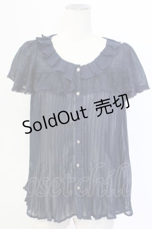 画像: axes femme / レーシープリーツブラウス M ネイビー T-25-12-11-024-AX-BL-SA-ZI