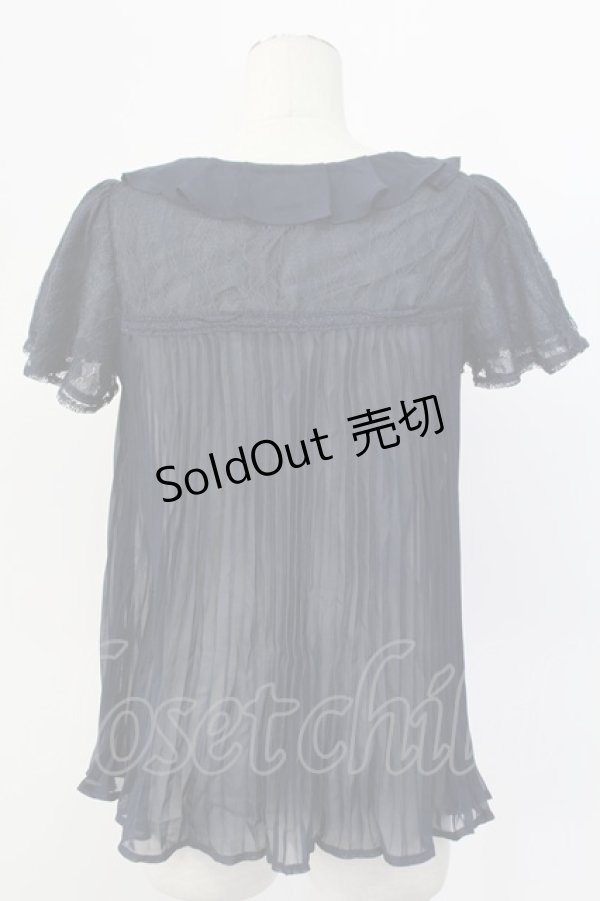 画像2: axes femme / レーシープリーツブラウス M ネイビー T-25-12-11-024-AX-BL-SA-ZI (2)