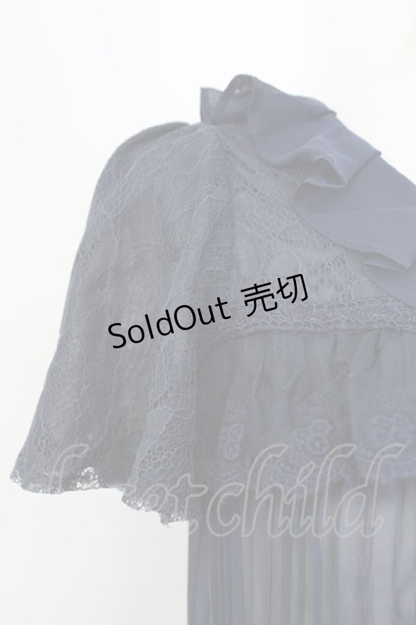 画像3: axes femme / レーシープリーツブラウス M ネイビー T-25-12-11-024-AX-BL-SA-ZI (3)