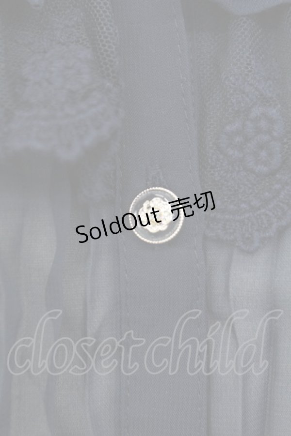 画像4: axes femme / レーシープリーツブラウス M ネイビー T-25-12-11-024-AX-BL-SA-ZI (4)