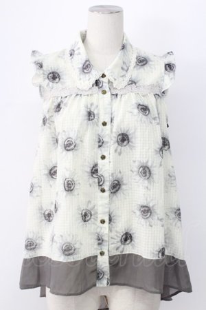 画像: axes femme / ひまわり柄ノースリブラウス M グレー T-25-12-11-003-AX-BL-SA-ZT