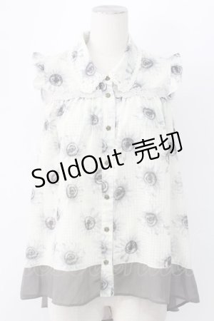 画像: axes femme / ひまわり柄ノースリブラウス M グレー T-25-12-11-003-AX-BL-SA-ZI