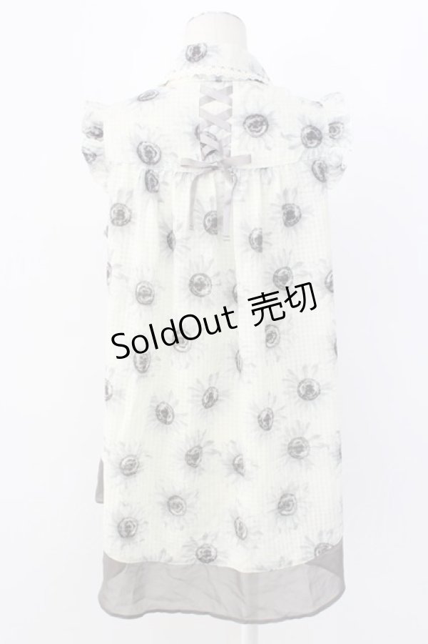 画像2: axes femme / ひまわり柄ノースリブラウス M グレー T-25-12-11-003-AX-BL-SA-ZI (2)