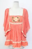 画像1: Rojita / フラワー刺繍トップス  オレンジピンク T-25-12-11-027-LO-TO-SA-ZT (1)