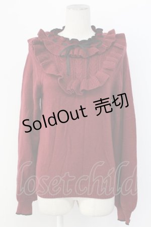 画像: axes femme / ヨークフリルニットプルオーバー  ワイン T-25-12-11-028-AX-TO-SA-ZI