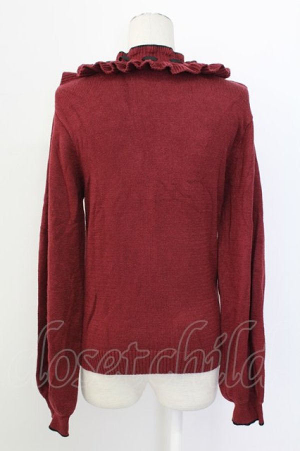 画像2: axes femme / ヨークフリルニットプルオーバー  ワイン T-25-12-11-028-AX-TO-SA-ZT (2)