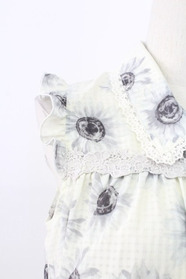 画像3: axes femme / ひまわり柄ノースリブラウス M グレー T-25-12-11-003-AX-BL-SA-ZT (3)