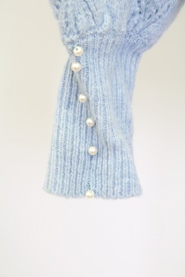 画像5: axes femme / 透かし編みふわふわニットカーディガン  サックス T-25-12-11-030-AX-TO-SA-ZT (5)