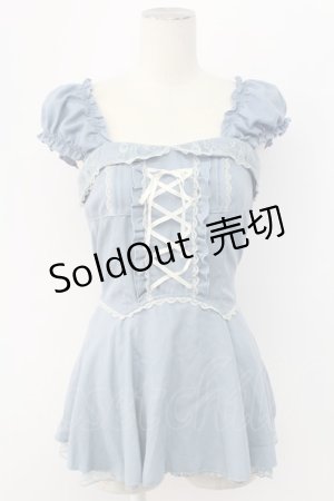 画像: axes femme / 編み上げペプラムビスチェ M サックス T-25-12-11-031-AX-TO-SA-ZT