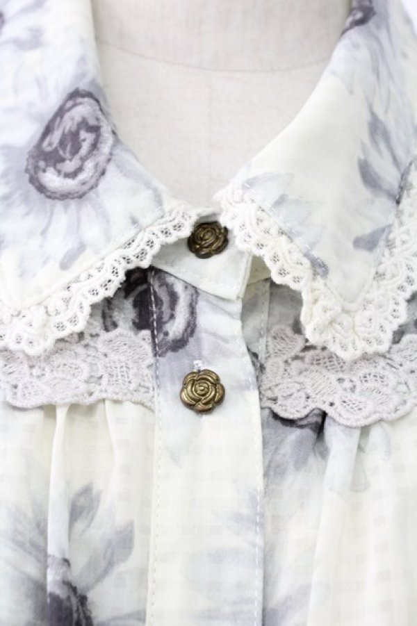 画像4: axes femme / ひまわり柄ノースリブラウス M グレー T-25-12-11-003-AX-BL-SA-ZT (4)