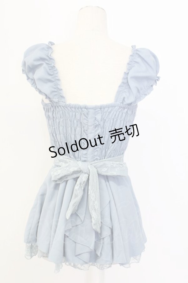 画像2: axes femme / 編み上げペプラムビスチェ M サックス T-25-12-11-031-AX-TO-SA-ZT (2)