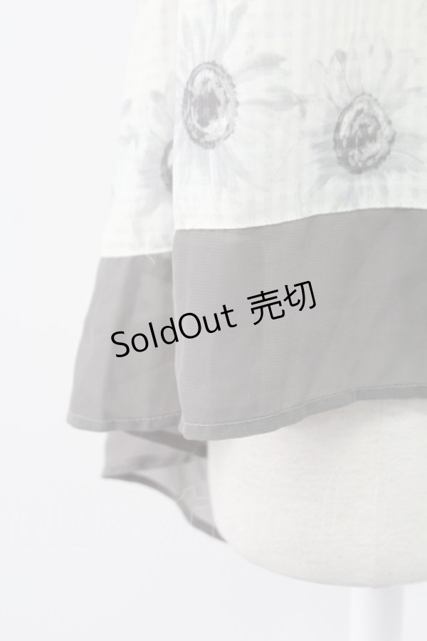 画像5: axes femme / ひまわり柄ノースリブラウス M グレー T-25-12-11-003-AX-BL-SA-ZI (5)