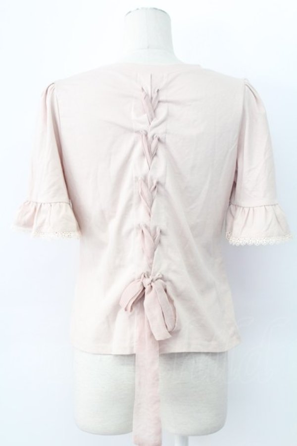 画像2: LODISPOTTO / シフォンリボンストーン半袖カットソー  ピンク T-25-12-11-001-LO-TO-SA-ZT (2)