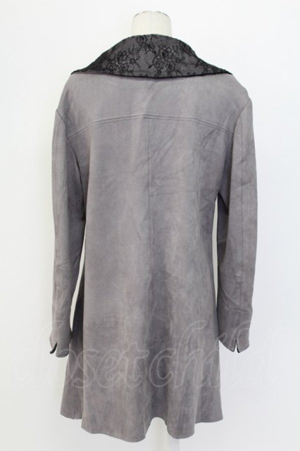 画像2: axes femme / レーススエードコーデイガン  チャコール T-25-12-11-040-AX-TO-SA-ZT (2)