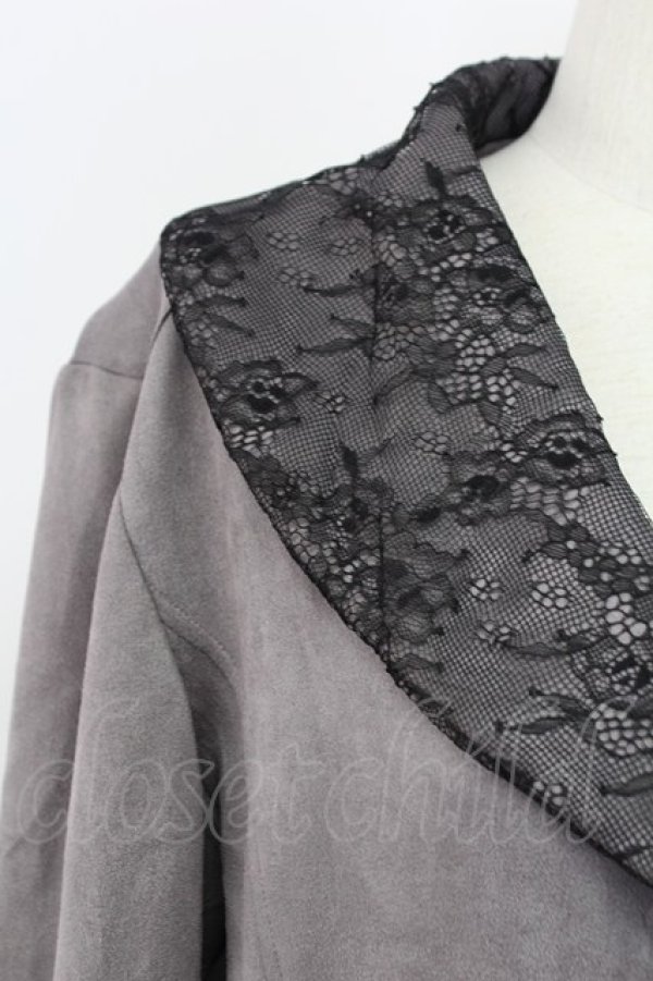 画像3: axes femme / レーススエードコーデイガン  チャコール T-25-12-11-040-AX-TO-SA-ZT (3)