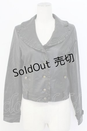 画像: axes femme / エコレザーフリルブルゾン  黒 T-25-12-11-041-AX-JA-SA-ZI