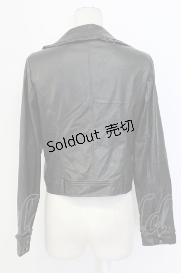 画像2: axes femme / エコレザーフリルブルゾン  黒 T-25-12-11-041-AX-JA-SA-ZI (2)