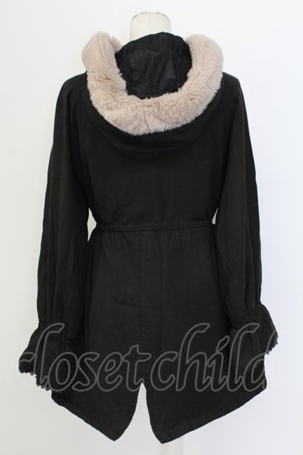 画像2: axes femme / フード付ミドル丈モッズコート L ブラック T-25-12-11-043-AX-CO-SA-ZT (2)