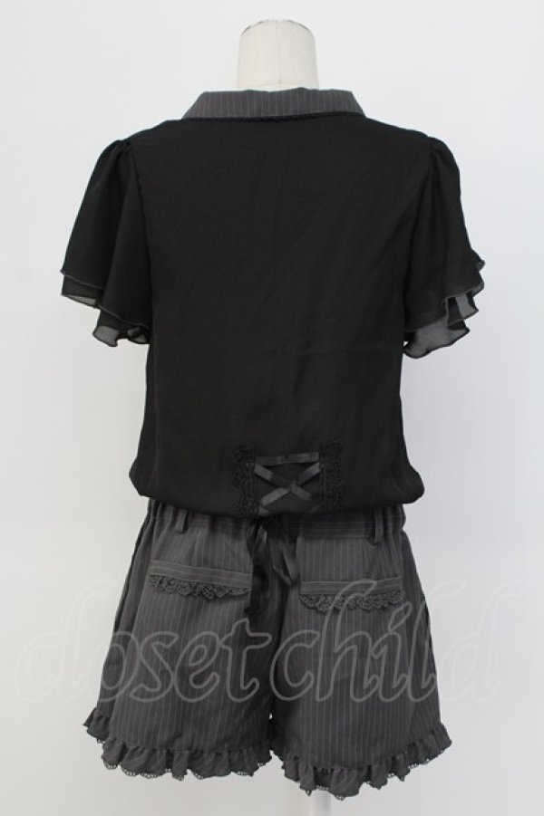 画像2: axes femme / ストライプ切替オールインワン M ブラック T-25-12-11-044-AX-OP-SA-ZT (2)