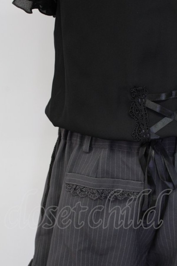 画像3: axes femme / ストライプ切替オールインワン M ブラック T-25-12-11-044-AX-OP-SA-ZT (3)