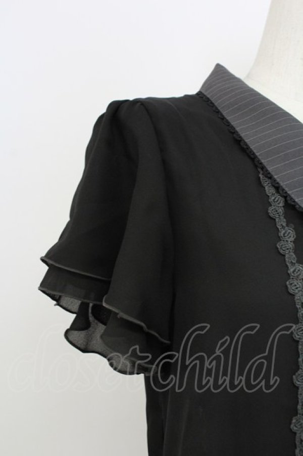 画像4: axes femme / ストライプ切替オールインワン M ブラック T-25-12-11-044-AX-OP-SA-ZT (4)