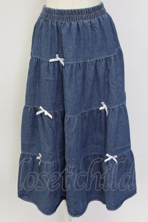 画像: axes femme / リボン&デニムスカート  青デニムＸ白 T-25-12-11-046-AX-SK-SA-ZT