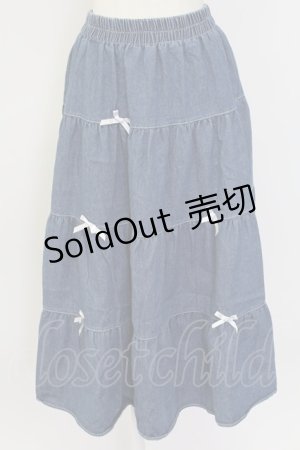 画像: axes femme / リボン&デニムスカート  青デニムＸ白 T-25-12-11-046-AX-SK-SA-ZI