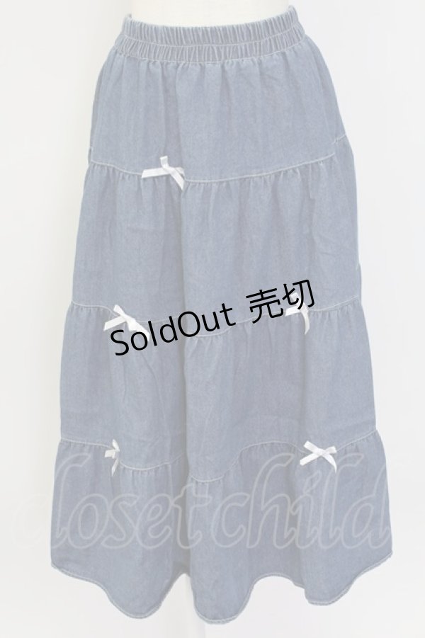 画像1: axes femme / リボン&デニムスカート  青デニムＸ白 T-25-12-11-046-AX-SK-SA-ZI (1)