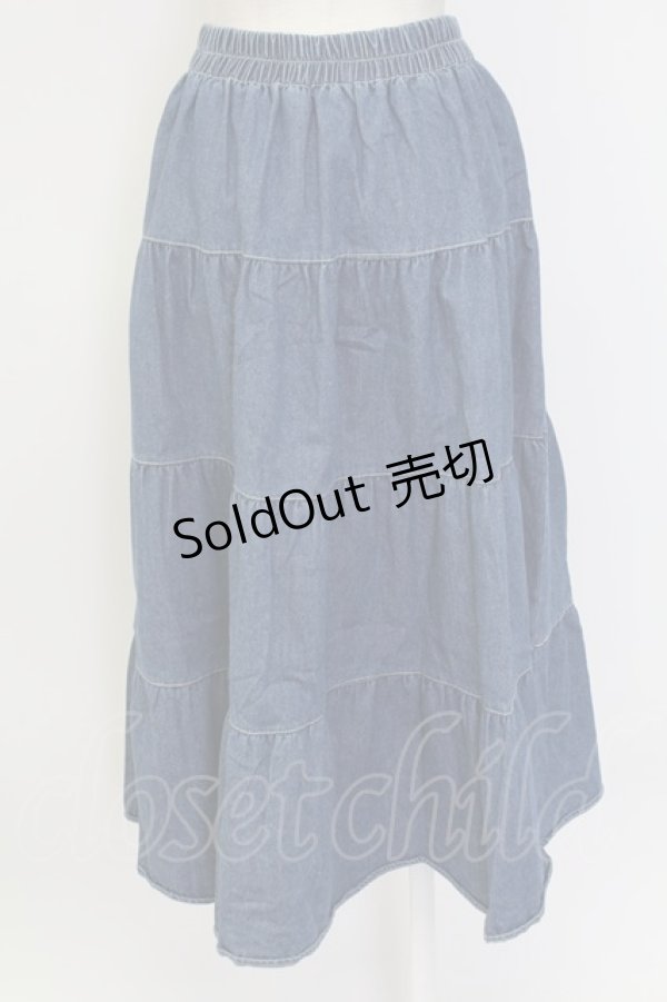 画像2: axes femme / リボン&デニムスカート  青デニムＸ白 T-25-12-11-046-AX-SK-SA-ZI (2)