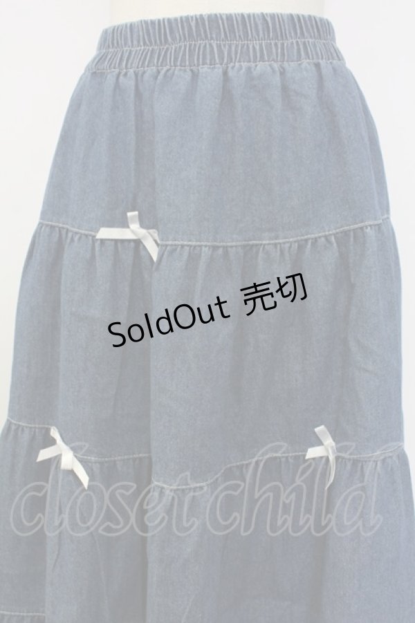 画像4: axes femme / リボン&デニムスカート  青デニムＸ白 T-25-12-11-046-AX-SK-SA-ZI (4)