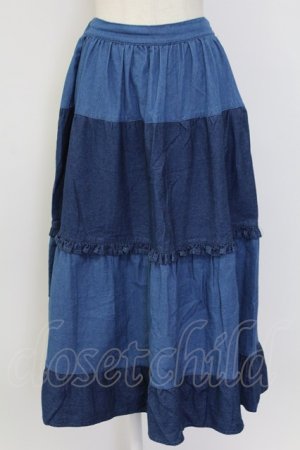 画像: axes femme Nostalgic / フリルデニム切替スカート  青デニム T-25-12-11-047-LO-SK-SA-ZT